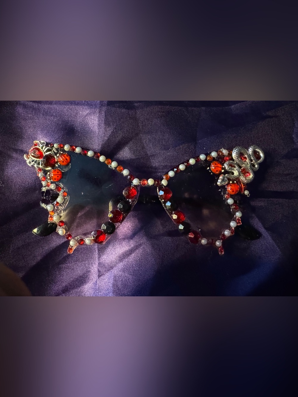 Embellished Red Crystal oversized butterfly Sunglasses for Women